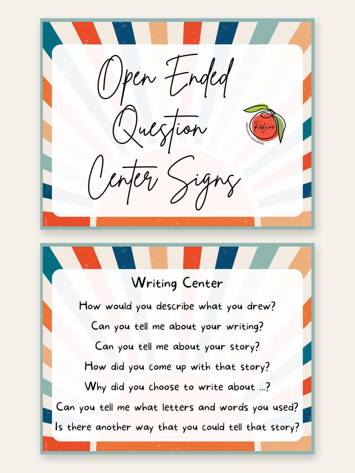 Open Ended Question Center Signs